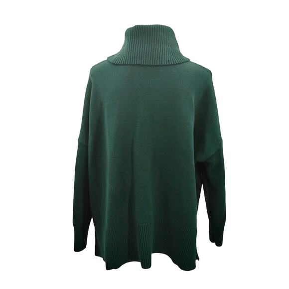 New LOFT Turtleneck Poncho Sweater Tunic Green Long Sleevees 37292089 Medium - Picture 3 of 5